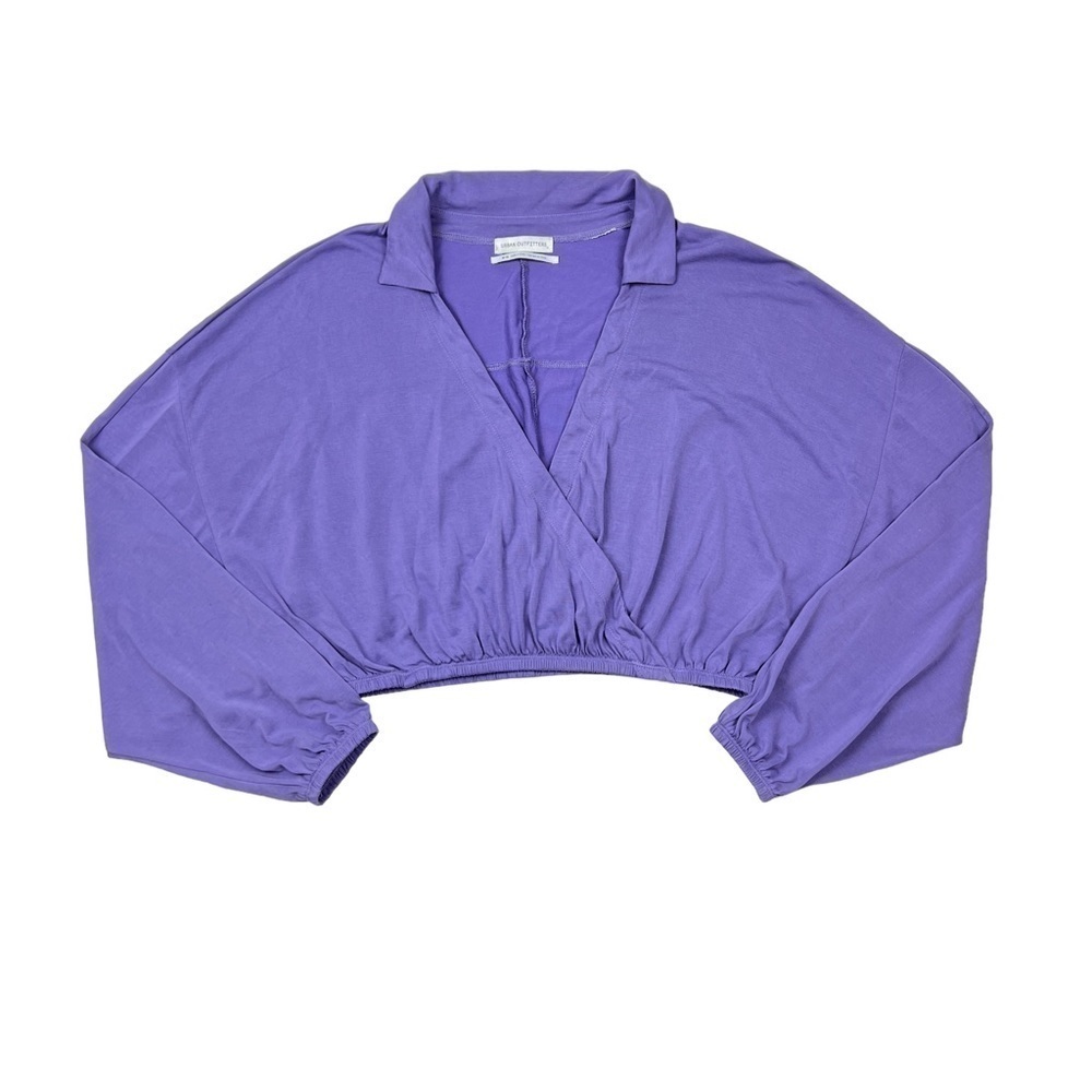 Urban Outfitters Purple Dig It Surplice Long Sleeve Cropped Top